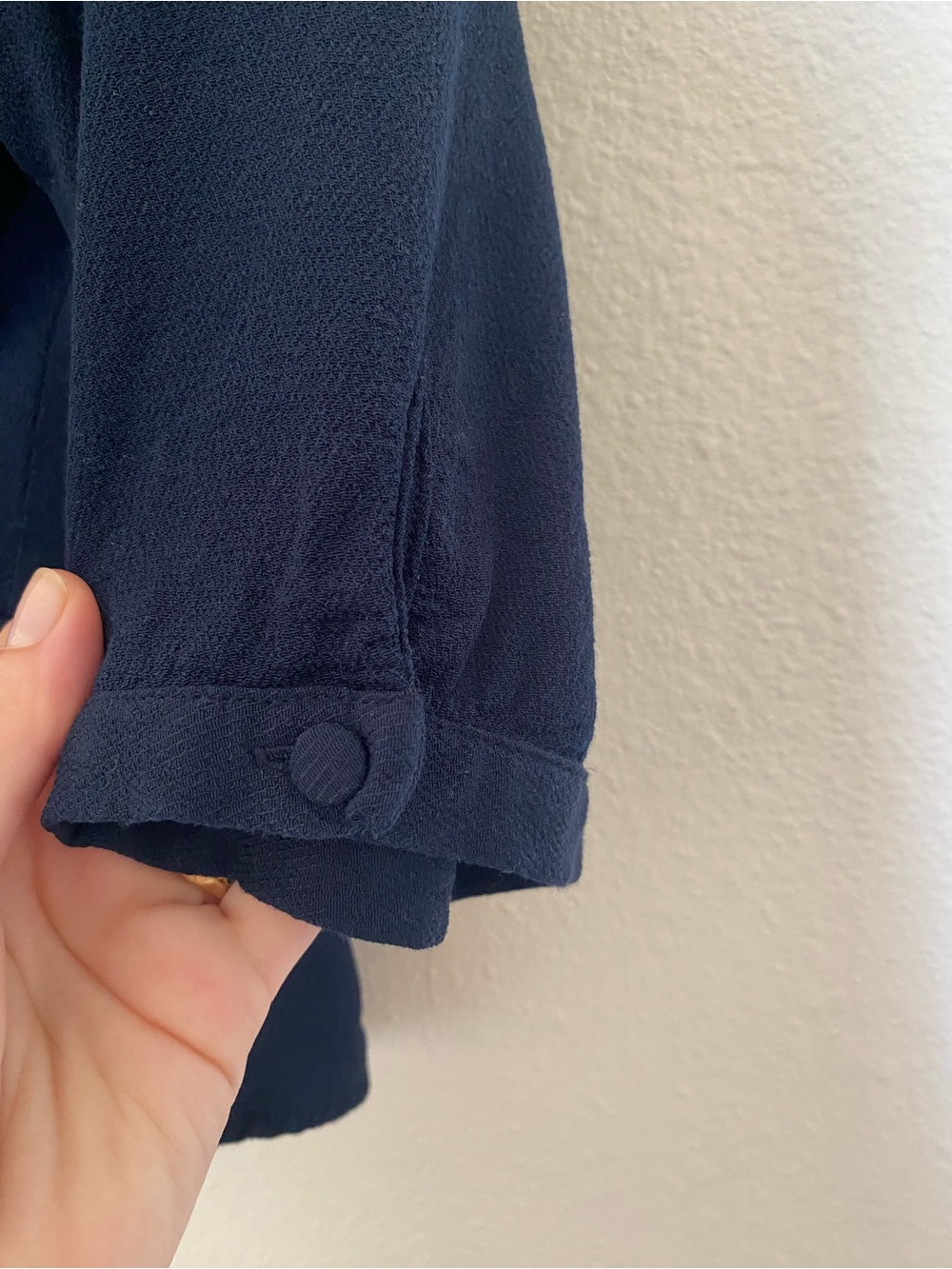 Rouje Navy Cropped Wrap Blouse with Notched Lapel - Picture 4 of 7